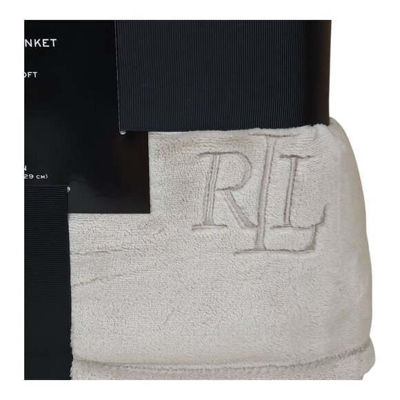 Lauren Ralph Lauren Classic Micromink Blanket Full/Queen 90x90" Luxurious Beige - Picture 2 of 7